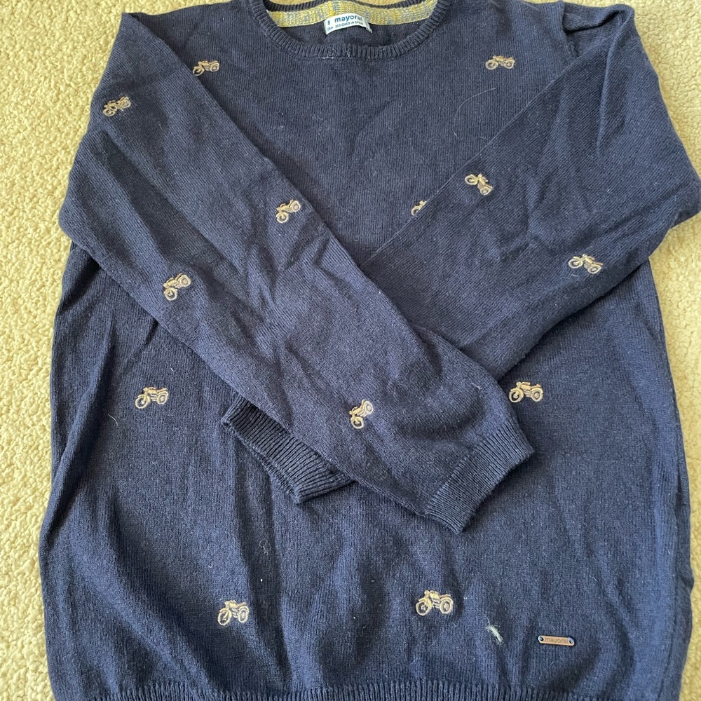 Navy Embroidered Sweater - Picture 1 of 4